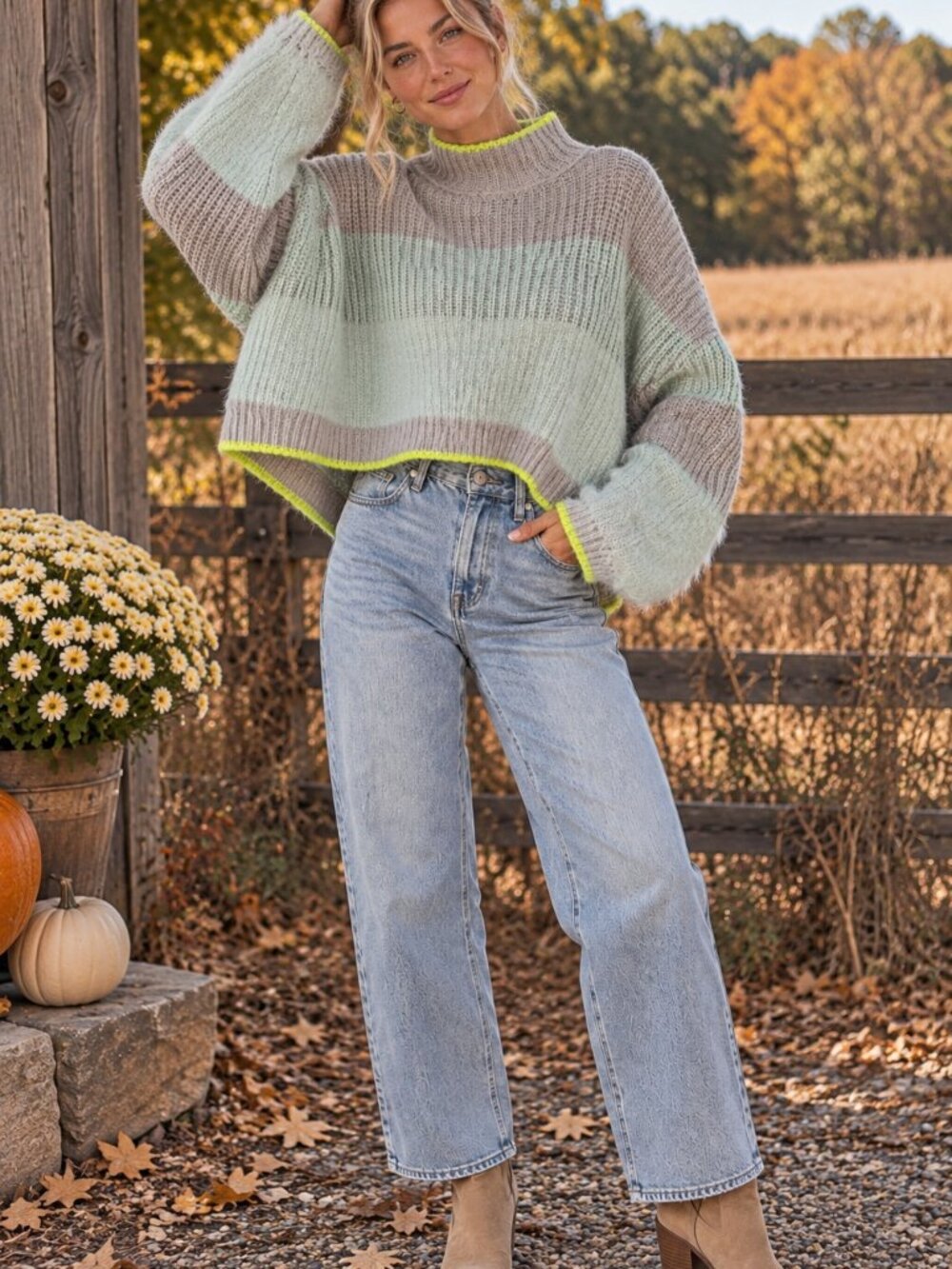 Free People Sunbrite River Run Combo Cropped Sweater NWT XL